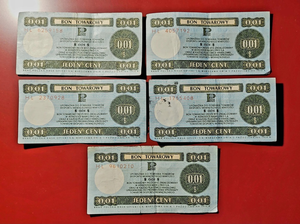 bon PKO 5 sztuk 1979 - 1 cent