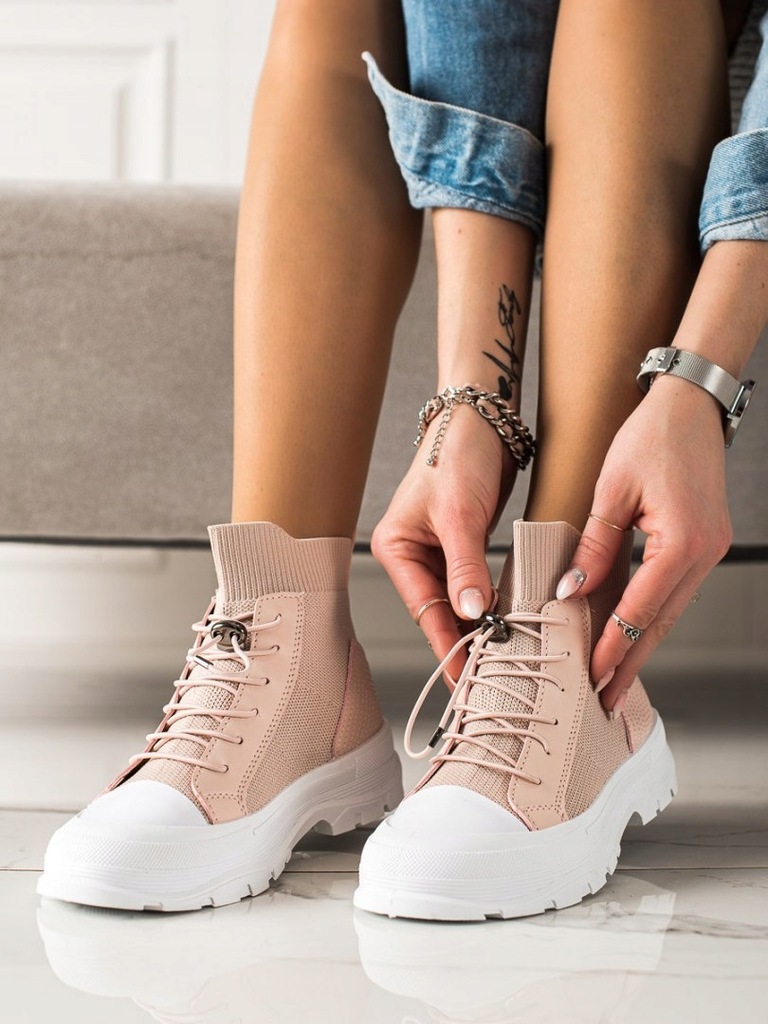 MODNE BUTY DLA NASTOLATKI WYSOKIE SNEAKERSY TRAMPK 11989001236
