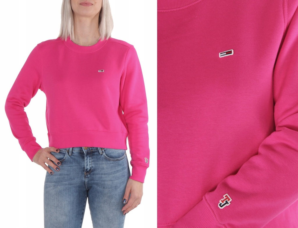 TOMMY HILFIGER detail crew DAMSKA RÓŻOWA BLUZA M