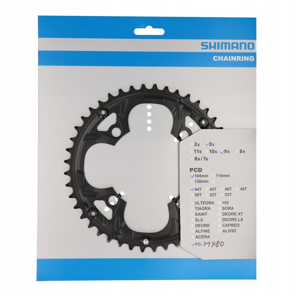 TARCZA Zębatka Shimano FC-M480 44 zęby 104 mm 9S ORYGINAŁ BOX WISHBIKE WROC