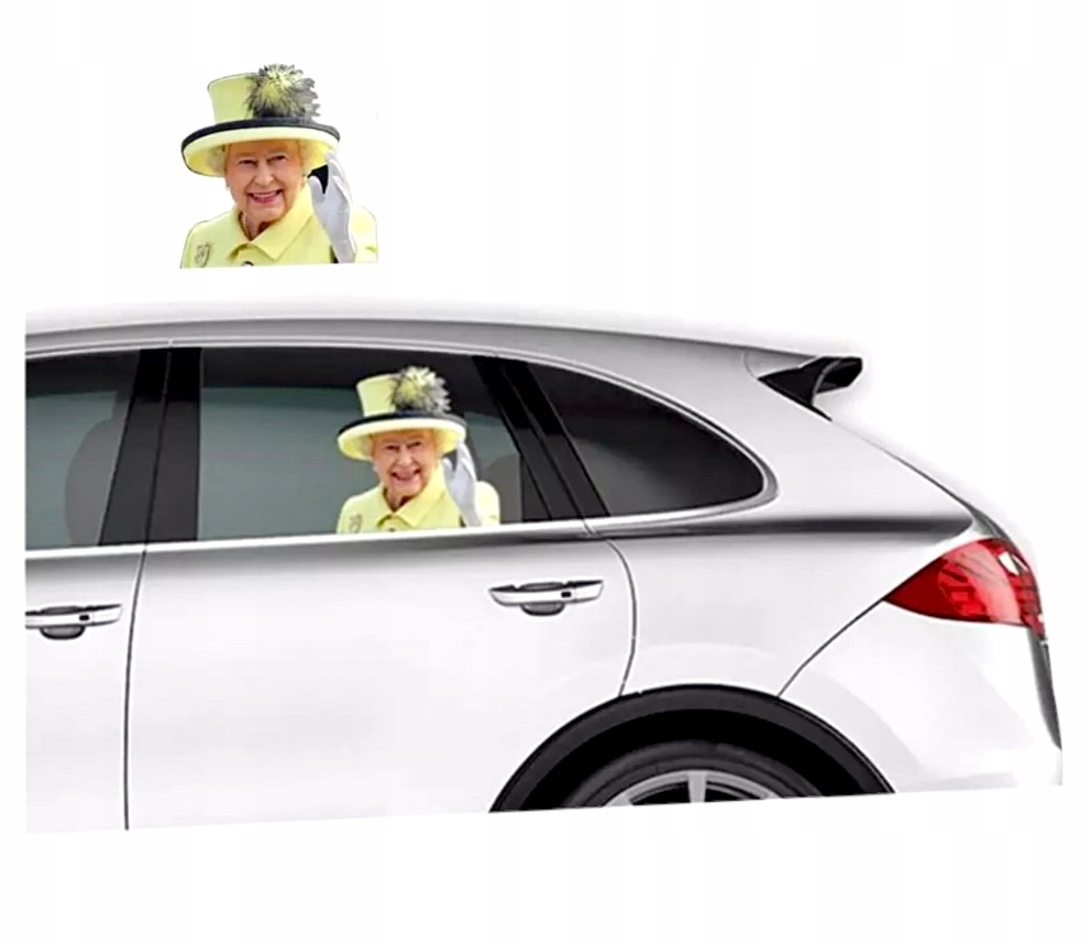 3D naklejka na szybę samochodu papież królowa