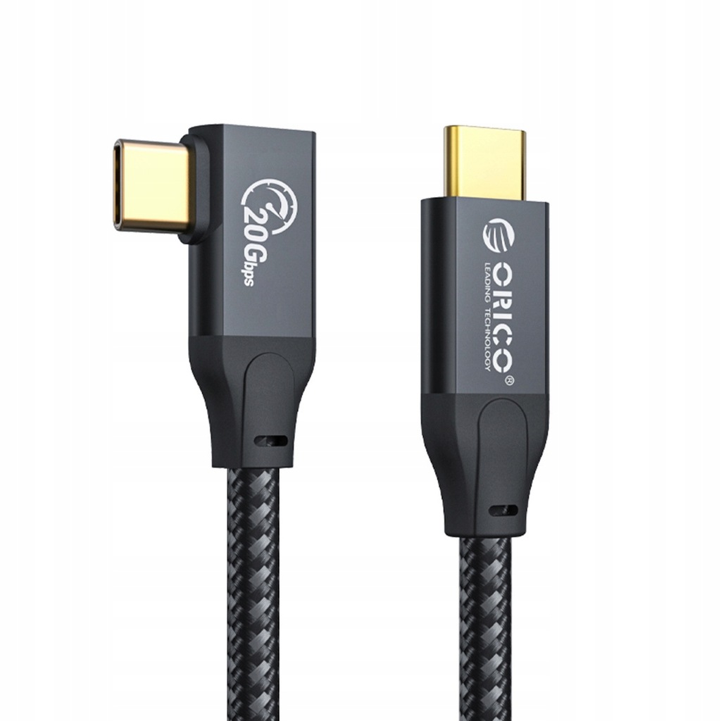 Kabel USB-C - USB-C 3m M-M 20 Gbps Orico 100W PRZEWÓD PLECIONY KĄTOWY