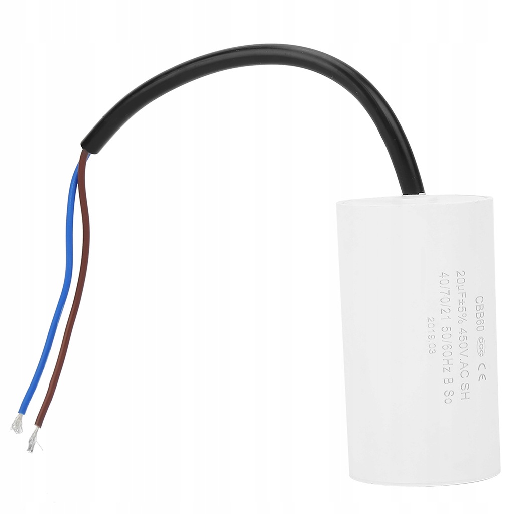 KONDENSATOR ROZRUCHOWY 20UF 450V Z PRZEWODAMI