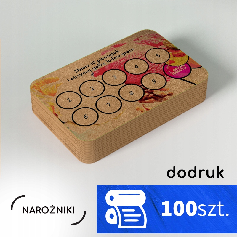 DODRUK 100szt. Karty rabatowe wizytówki KRAFT