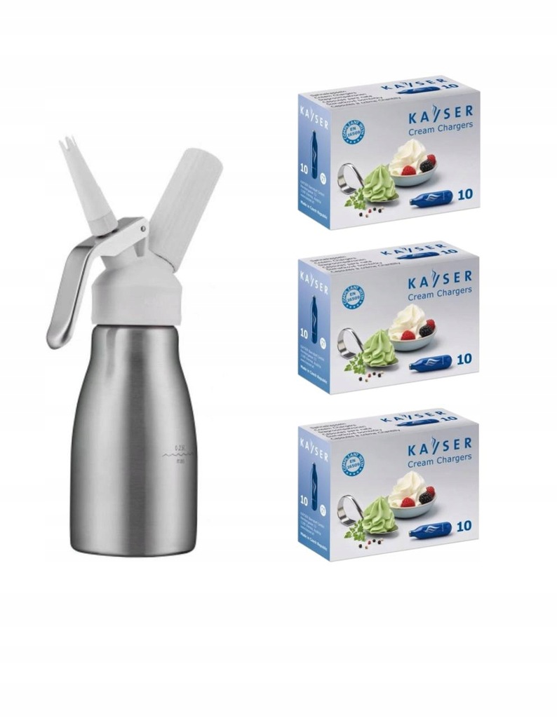Syfon do bitej śmietany KAYSER STILE 0,25 l z 30 nabojami NO2