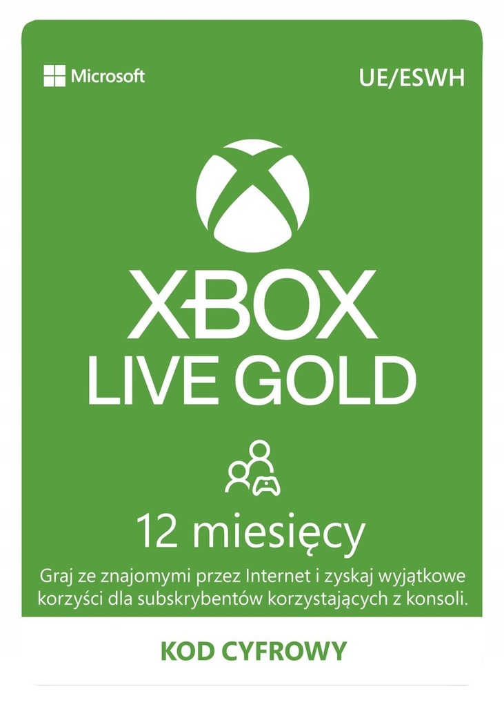 Microsoft Xbox Live Gold 12 miesięcy PL EU bez Vpn
