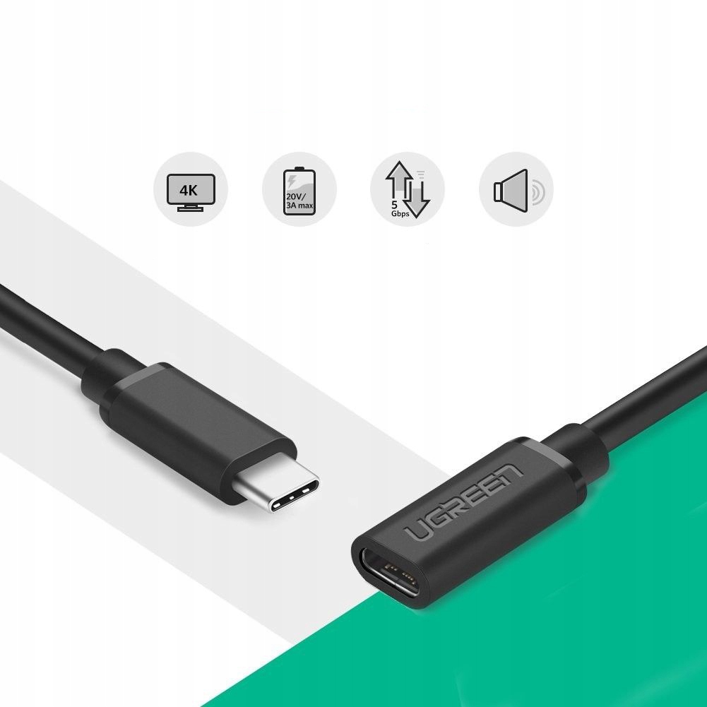 Купить КАБЕЛЬ-УДЛИНИТЕЛЬ UGREEN USB-C 3.1 4K FULL HD 50СМ: отзывы, фото, характеристики в интерне-магазине Aredi.ru