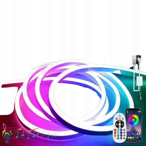 BAGZY Neon LED RGB 20M, 220V, IP65, Kontrola przez Aplikację, 120 LED/M