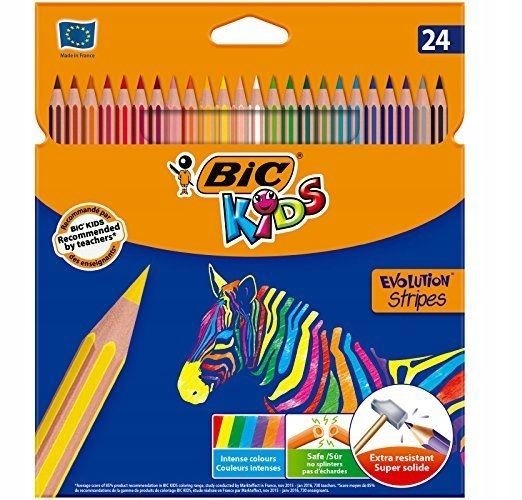 KREDKI OŁÓWKOWE ECO 24 EVOLUTION STRIPES BIC KIDS