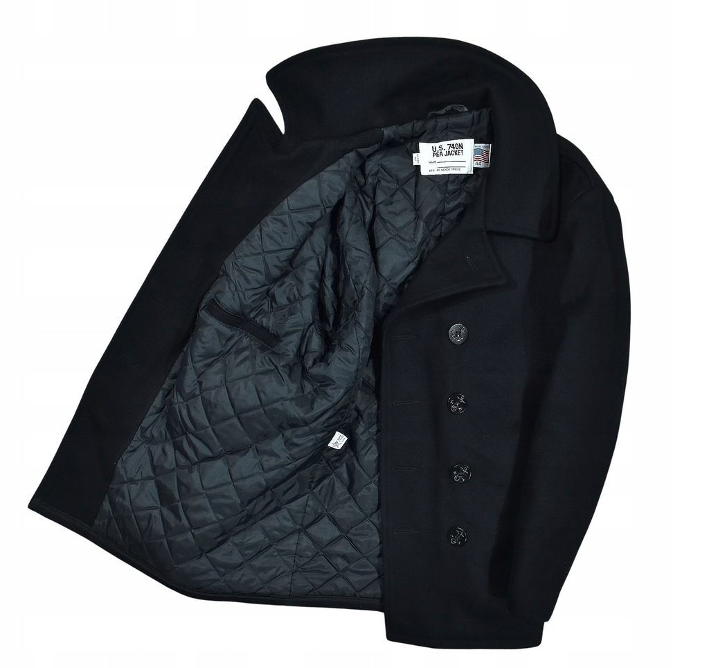 SCHOTT U.S. 740N PEA JACKET サイズ36 USA製 古着 SCHOTT U.S.740N USA製 ショット Pコート ブラック サイズ