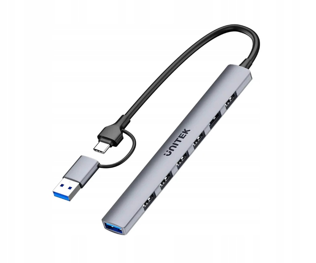 HUB USB Unitek do laptopa Unitek H1209AGY01 uHUB S7 USB-A/C - 7xUSB-A Szary
