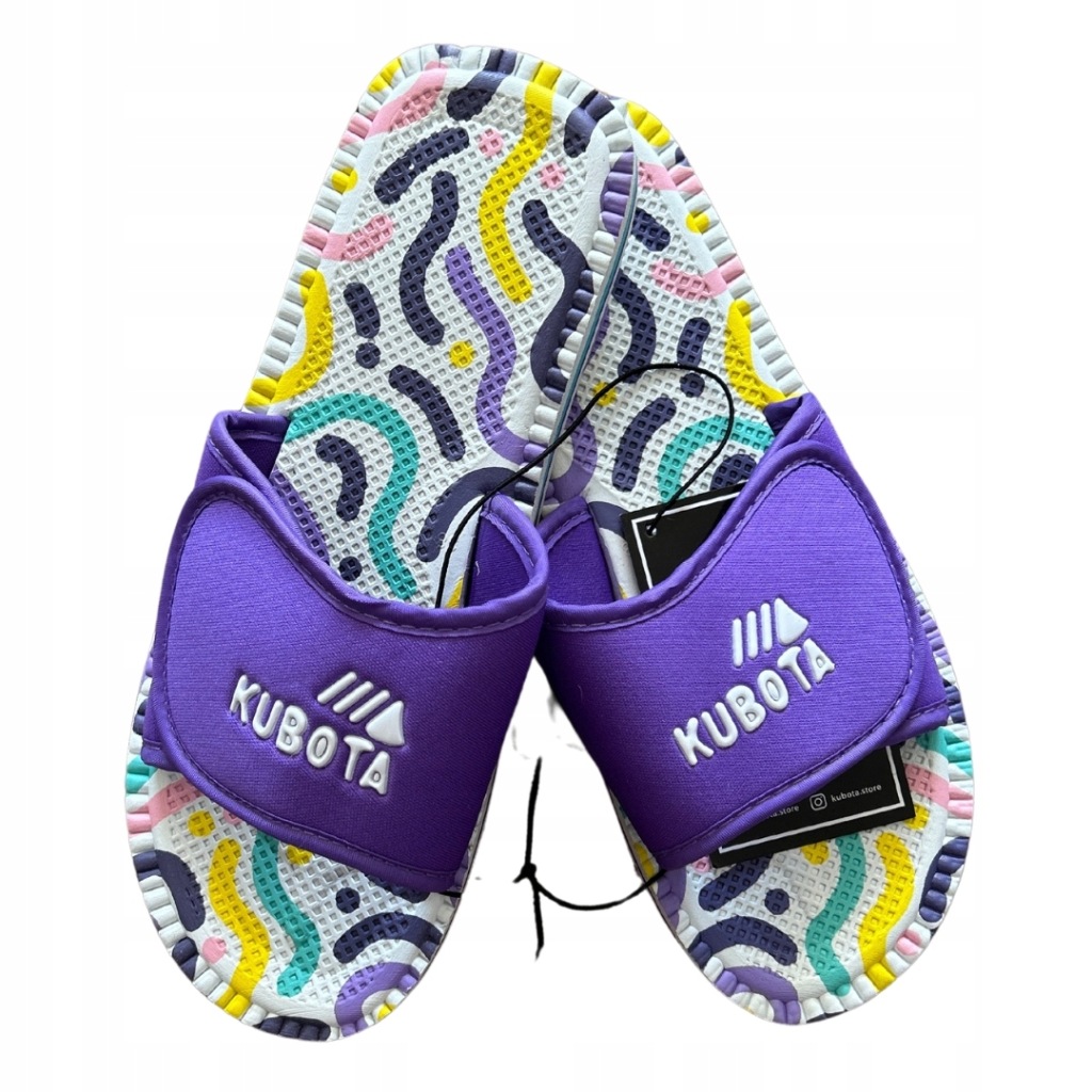 Klapki basenowe Kubota rzep fioletowe wzorki 38