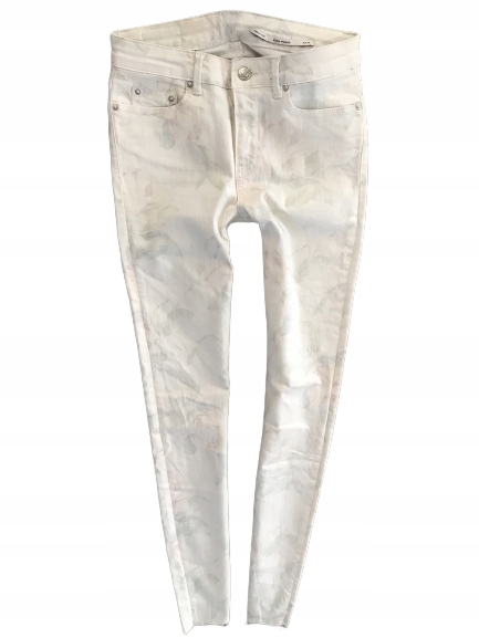 ZARA spodnie jeans rurki kwiaty 34/XS