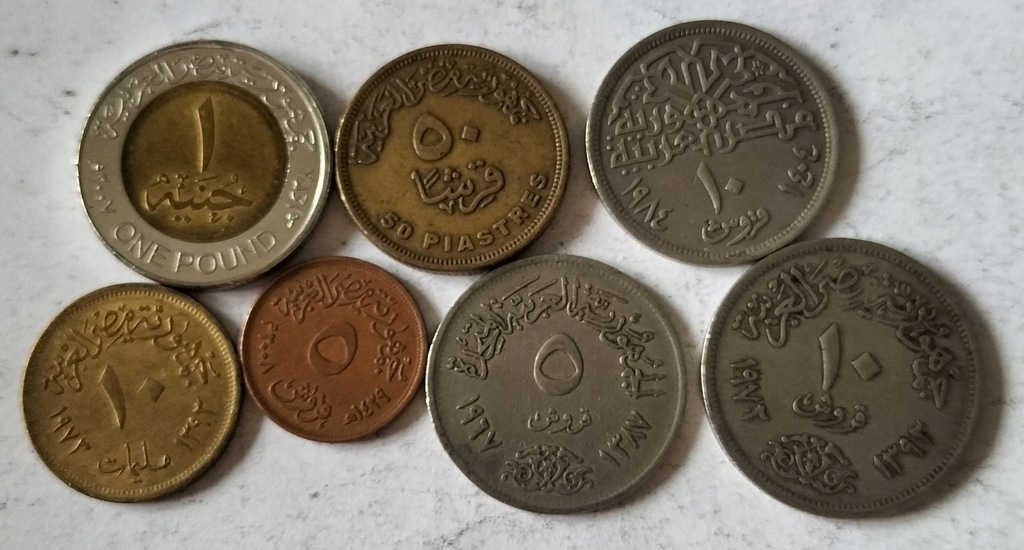 zestaw monet Egipt 7 szt.