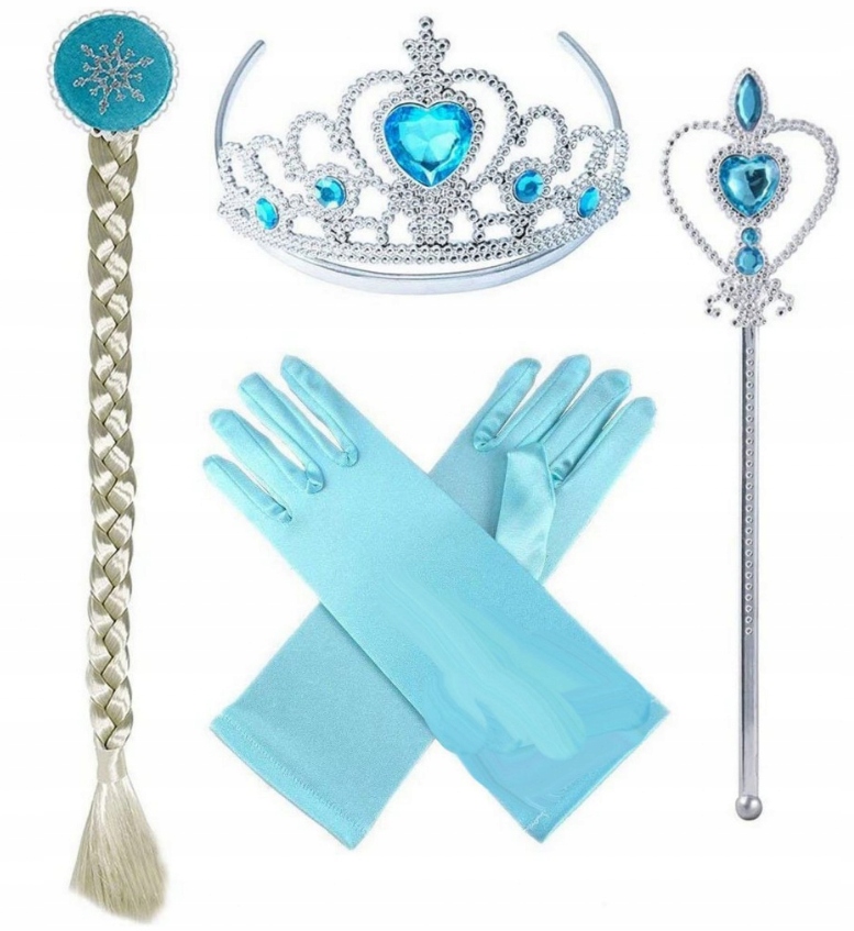 Zestaw Lodowej Księżniczki warkocz,rękawiczki,korona dla dziewczynki Elsa