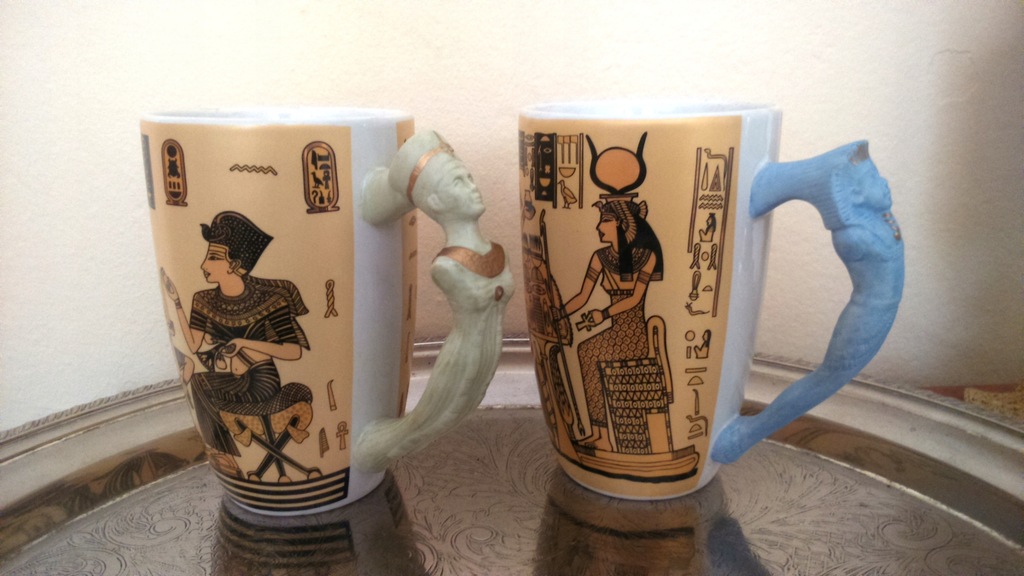 Oryginalne kubki z Egiptu, piękne uchwyty