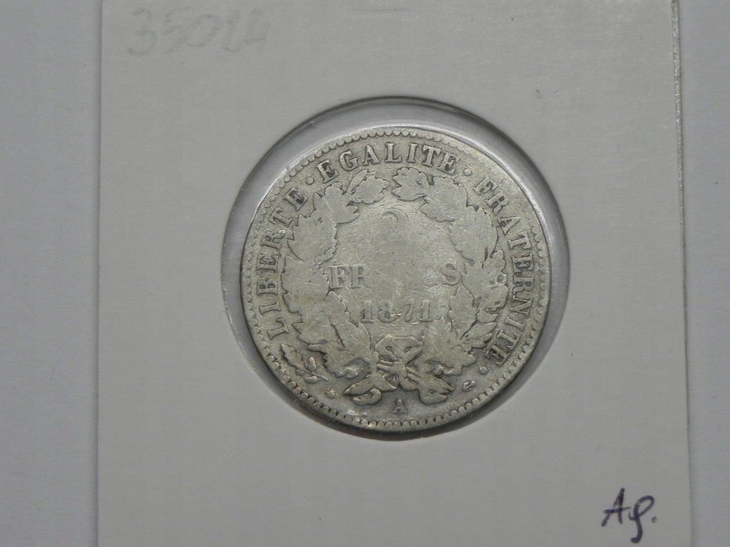 35024/ 2 FRANCS 1871 A FRANCJA Ag