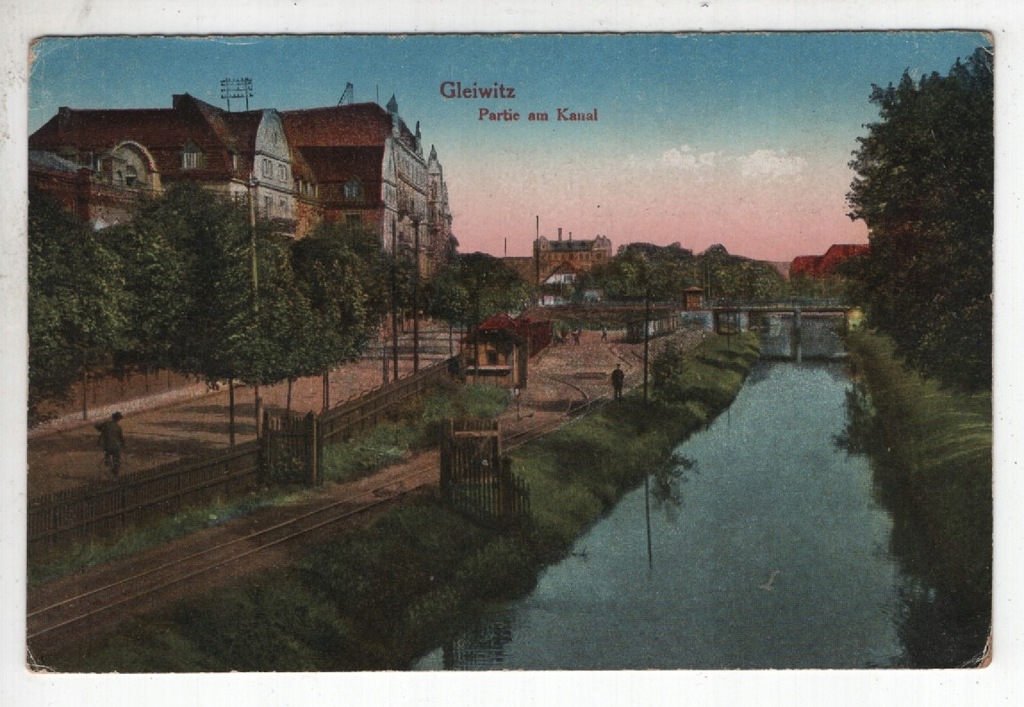 Gliwice, Gleiwitz, Partie am kanal, 1921r., -1049