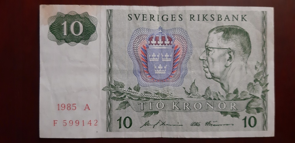 BANKNOT SZWECJA 10 KORON 1985 ROK