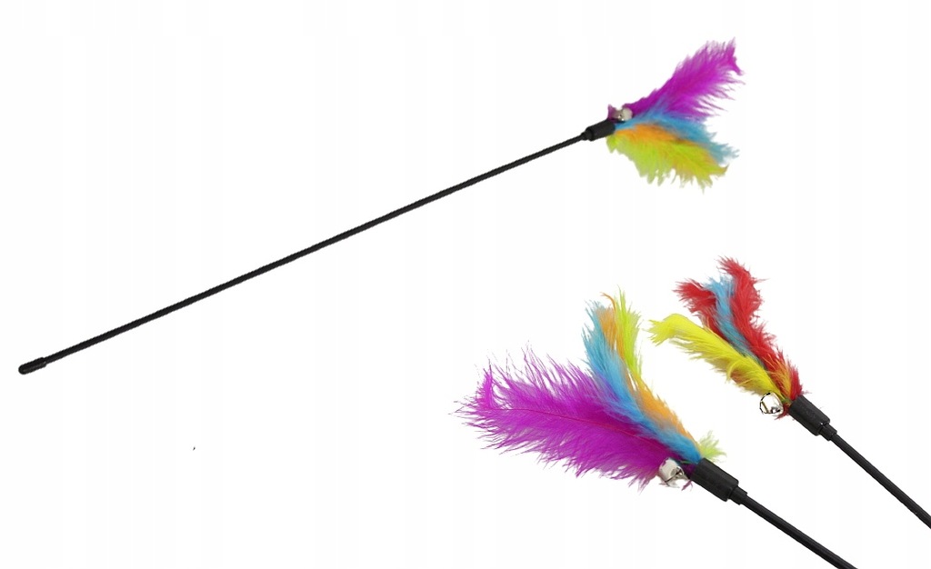 zabawka 12szt dla kota PIÓRKO na tyczce 55 cm ZWD-103