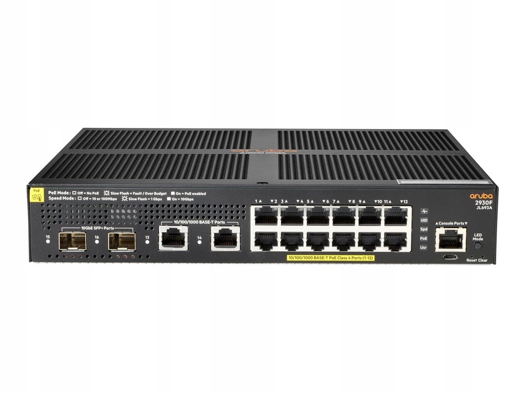 HPE Aruba 2930F Switch 12G PoE+ 2G/2SFP+ Europe - English localization
