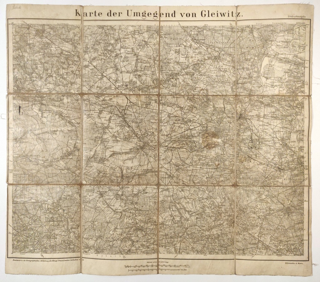 GLIWICE. Mapa topograficzna Górnego Śląska