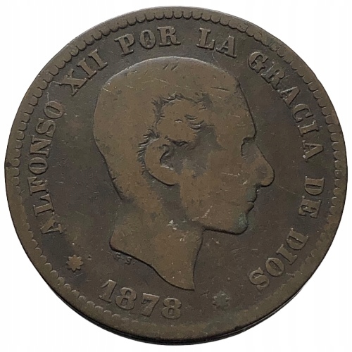 62306. Hiszpania - 5 centymów - 1878r.