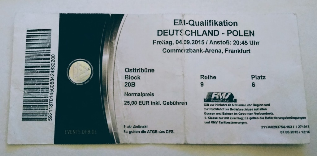 Niemcy - Polska EL ME 2016 - bilet kolekcjonerski