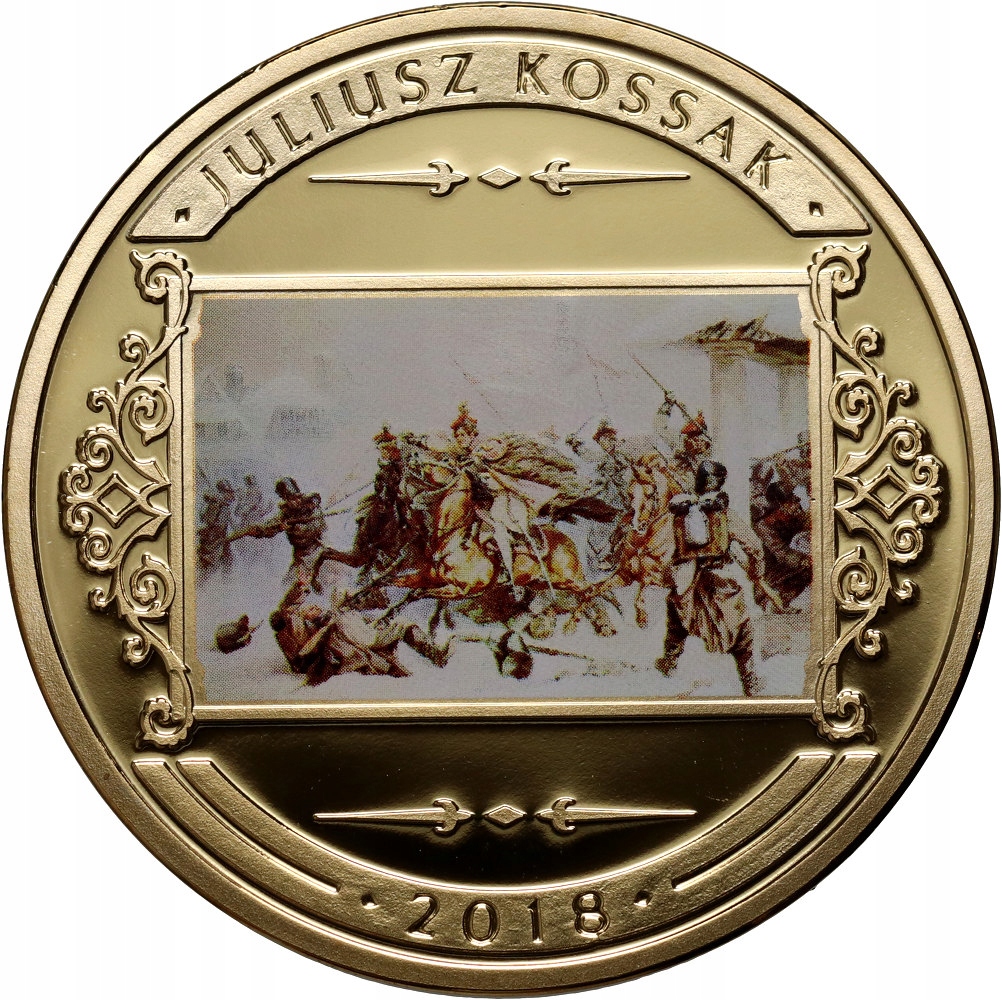 33. Polska, medal 2018, Juliusz Kossak, Szarża Krakusów na Rosjan