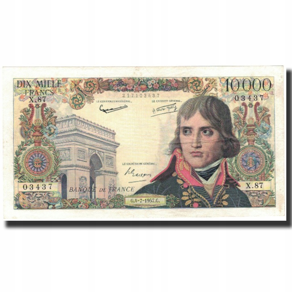 Francja, 10,000 Francs, 1957-07-04, EF(40-45), Fay