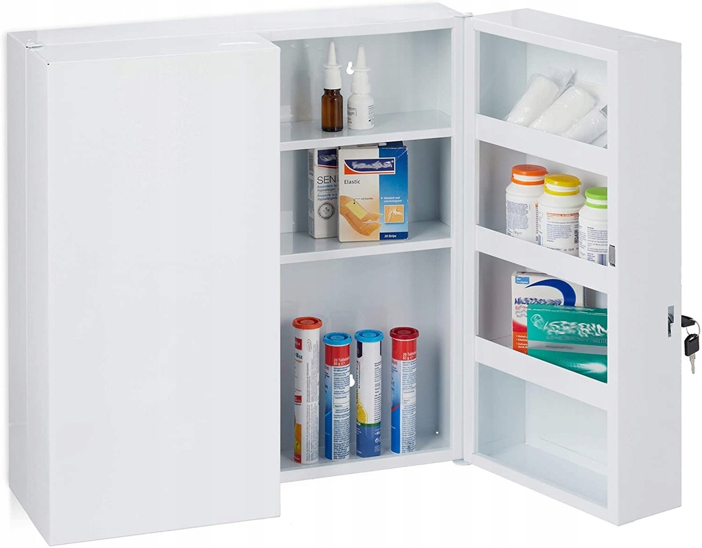 Apteczka Relaxdays 53x52,5x19,5 cm szafka na leki wisząca na klucz
