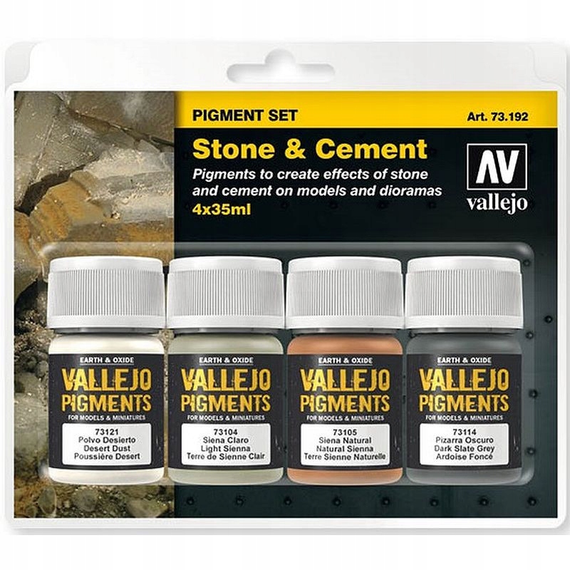 Vallejo 73192 Zestaw 4 pigmenty Stone & Cement
