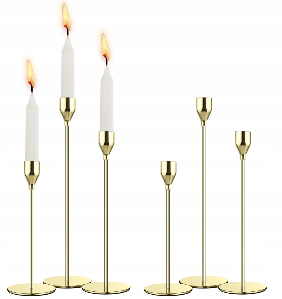 ŚWIECZNIK ZŁOTY CHROM GLAMOUR ZESTAW METALOWY 3 SZT