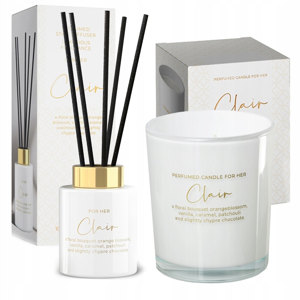 ŚWIECA ZAPACHOWA DYFUZOR ZAPACHOWY ZESTAW 2szt For Her Clair Bartek Candles
