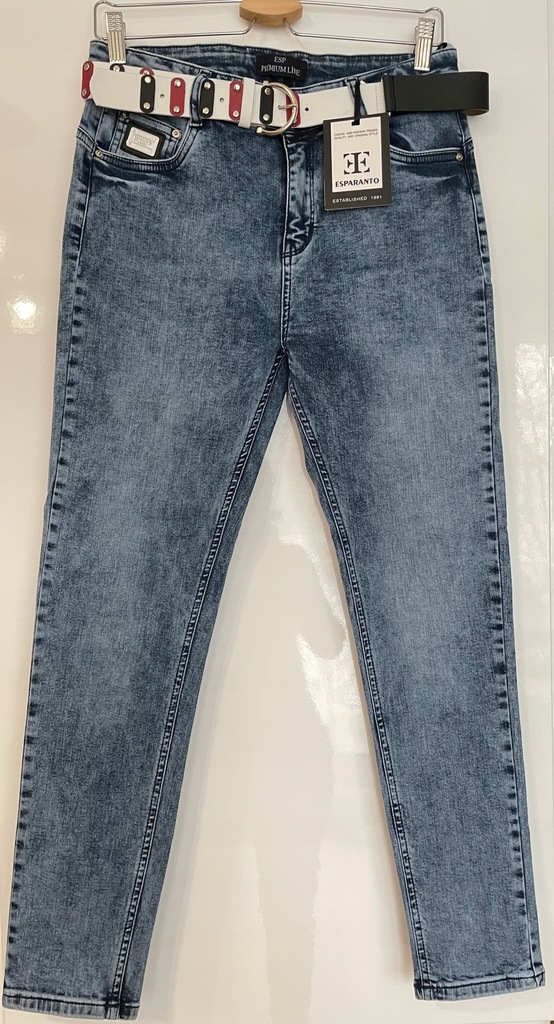 Esperanto nowe spodnie dżinsowe z paskiem marmurek - 12898048244 ...