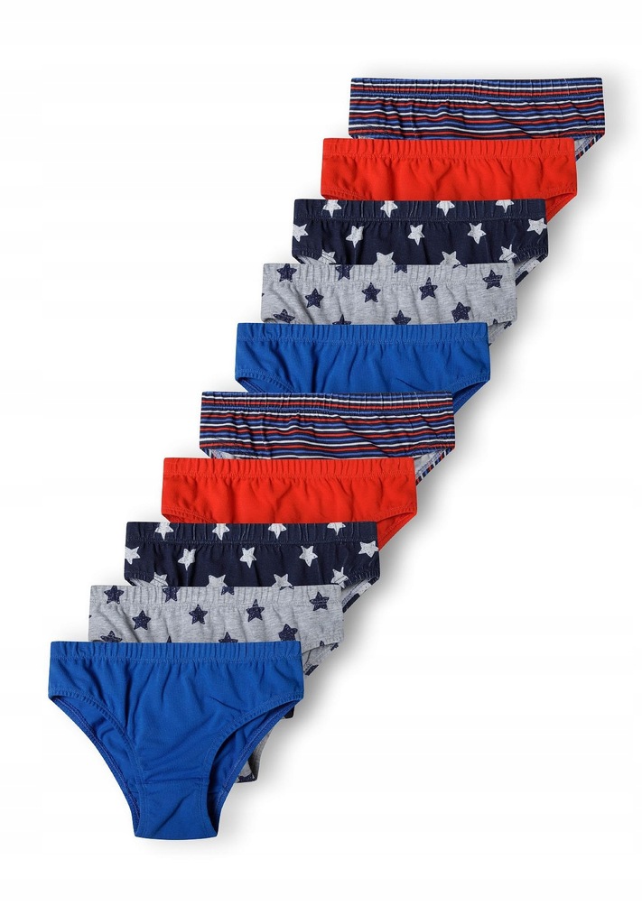 Majtki Chłopięce Slipy Bawełniane Zestaw 10-PAK Niebieski MINOTI R.98