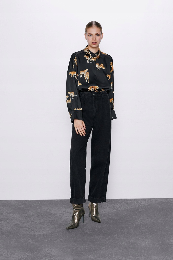 R5F104 ZARA__MZ8 KOSZULA STYNOWA TYGRYS OVERSIZE_S