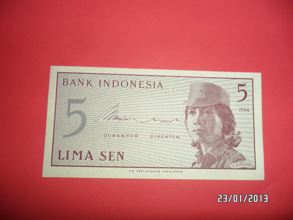 Indonezja - 5 sen - Banknot od GŁODUJĄCYCH  !!!!!!