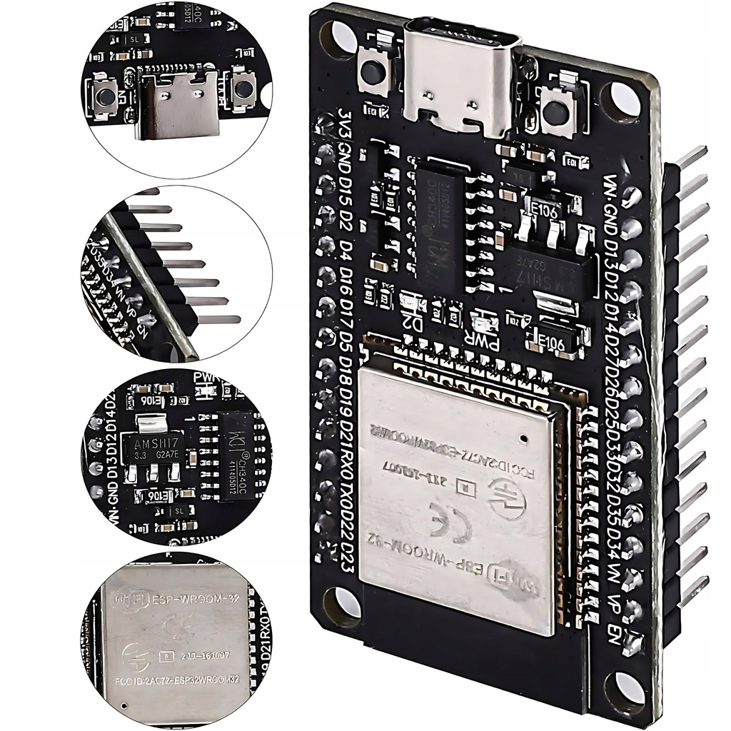 MIKROKONTROLER ESP-32S WROOM-32 WiFi + Bluetooth KOMPATIBYLNY Z ARDUINO ESP