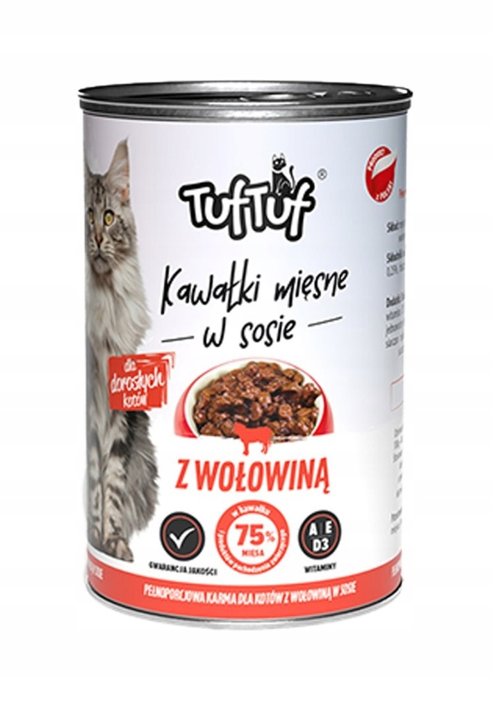 Tuf Tuf TUF TUF KOT kawałki mięsne z wołowiną 415g