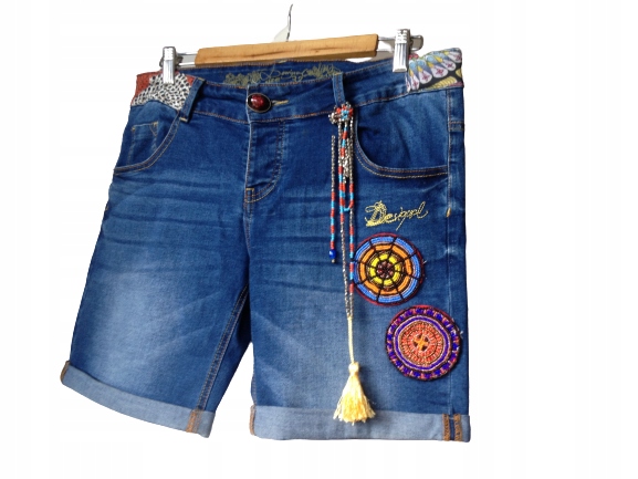 DESIGUAL -piękne NASZYWKI lato KORALIKI jeans - 32