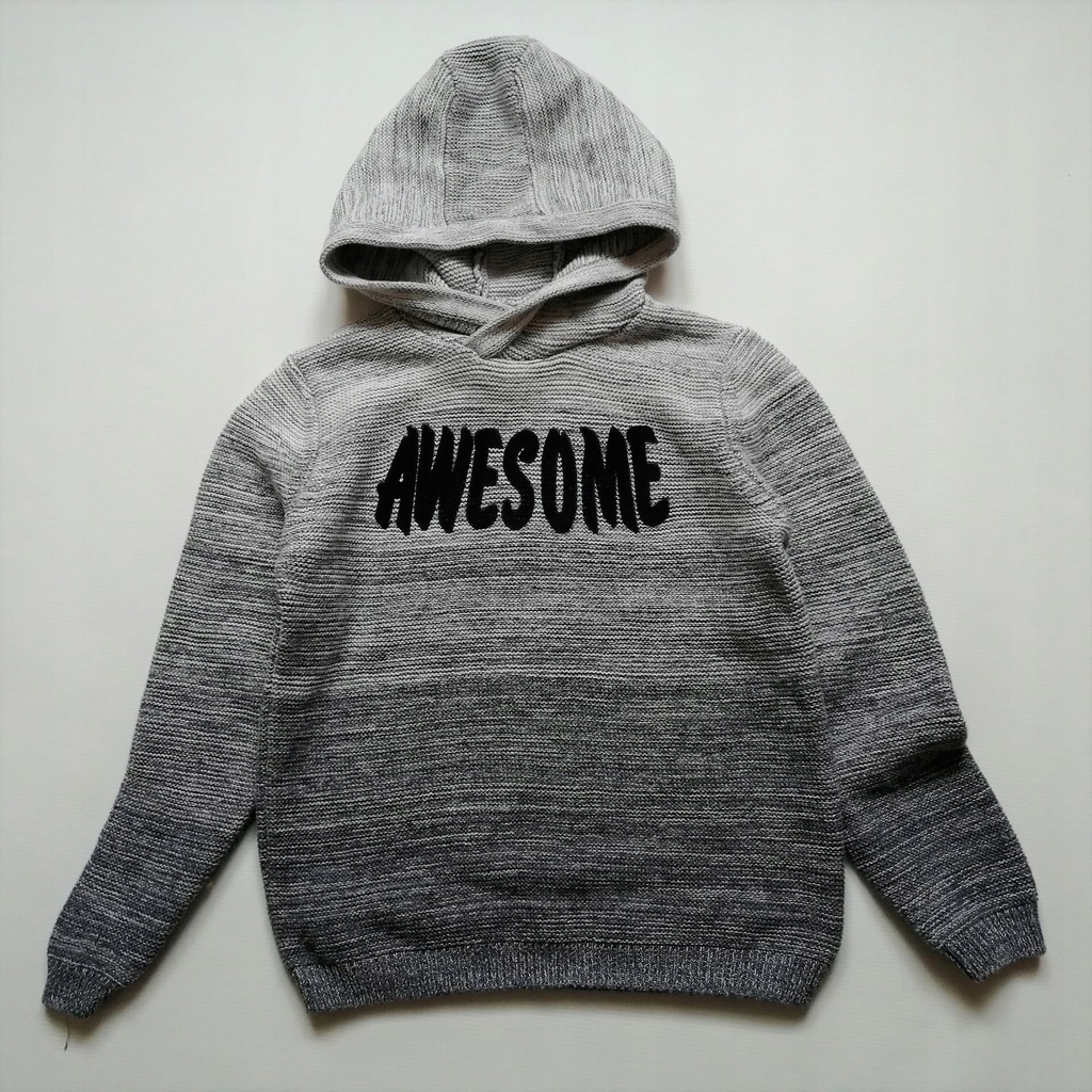 PRIMARK melanżowy sweter z kapturem AWESOME r.140