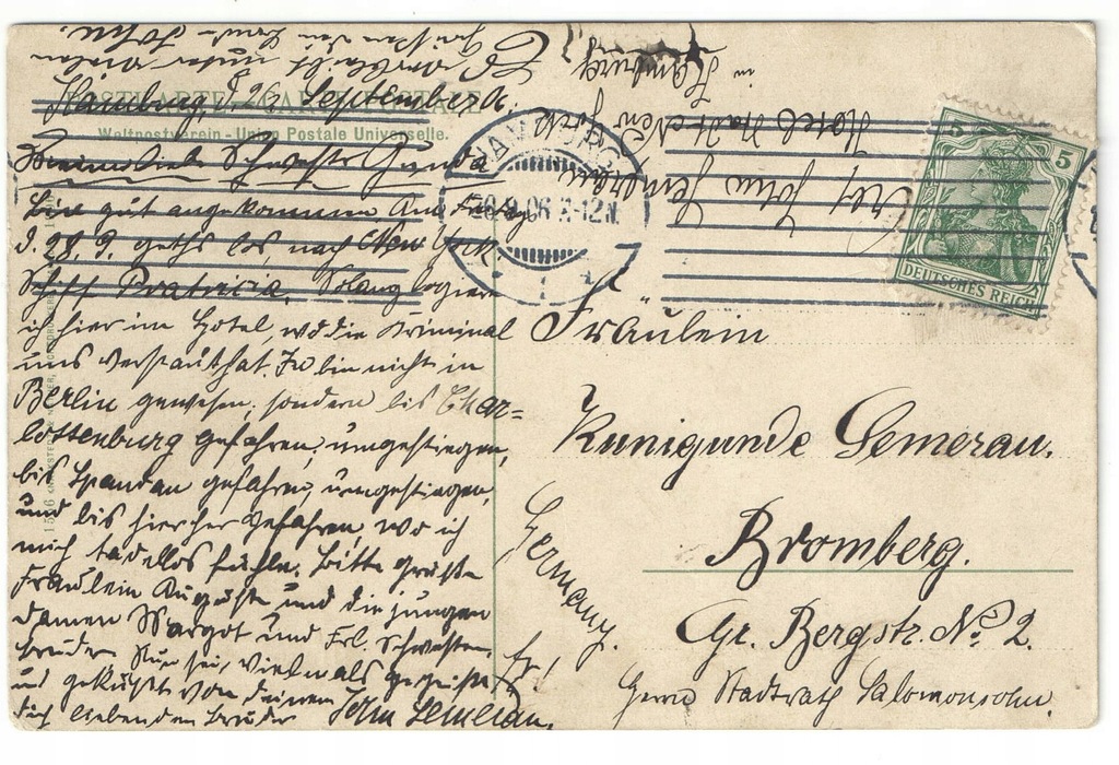 Karta do Bydgoszczy - judaik - firma Salomonsohn 1906