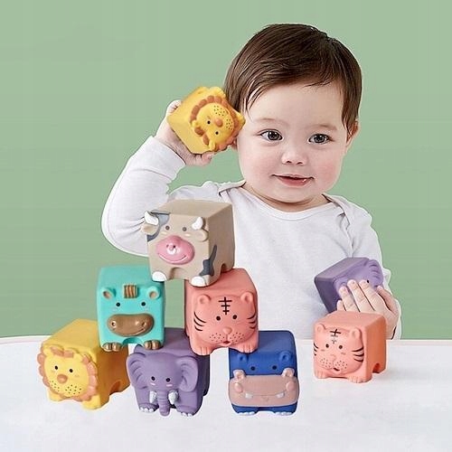 MIĘKKIE KLOCKI SENSORYCZNE 6 ELEMENTÓW, SMILY PLAY