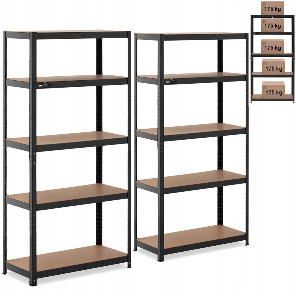 Regał magazynowy metalowy 5 półek 875 kg 90 x 40 x 180 cm szaroniebieski 2