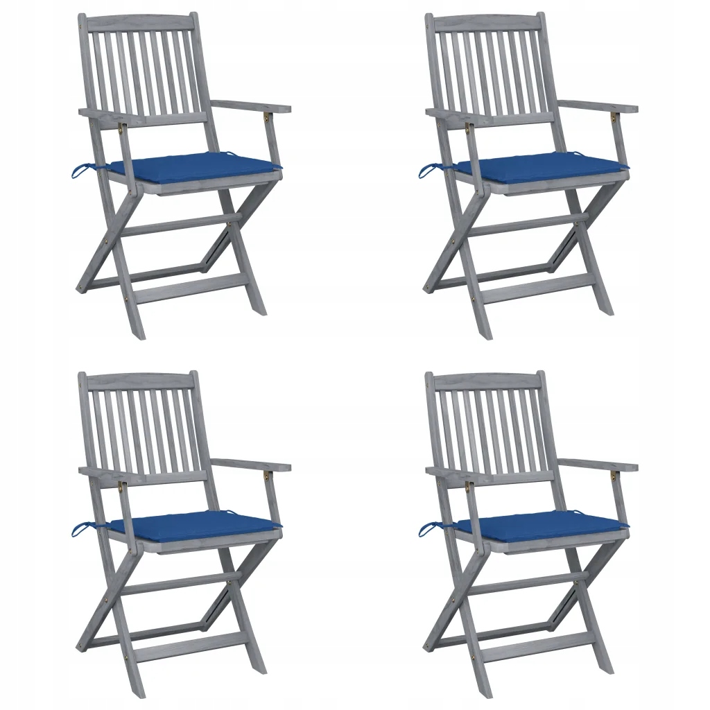 vidaXL Składane krzesła ogrodowe, 4 szt., poduszki