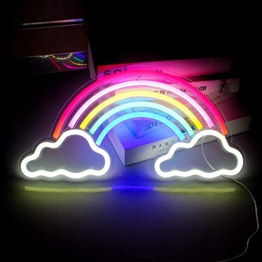 Duży Neon Tęcza Ścienna Led 40*20,5cm