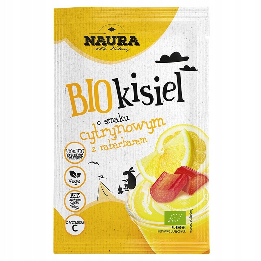 Kisiel o smaku cytrynowo-rabarbarowym Naura BIO, 38g Naura