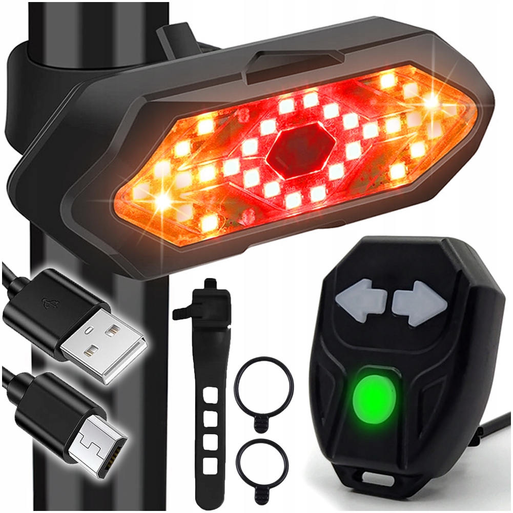 KIERUNKOWSKAZY ROWEROWE SYGNALIZACJA TYŁ LED PILOT OŚWIETLENIE MIGACZ ROWER