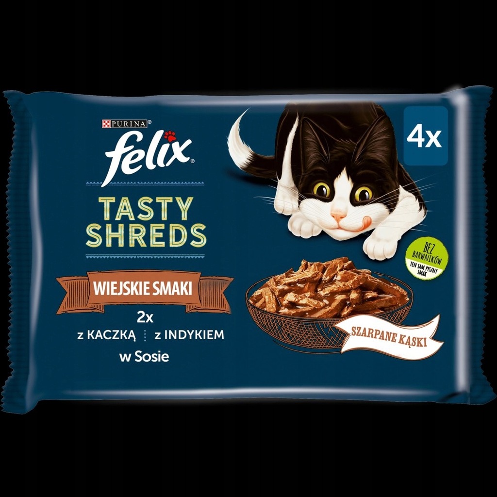 Felix Tasty Shreds Mokra Karma Dla Kota Z Kaczką I Indykiem W Sosie 4x80g F